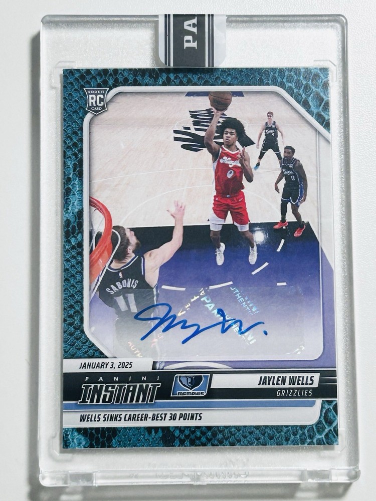 2024-25 Panini Instant Jaylen Wells 1/1 Blue Viper RC Auto Grizz