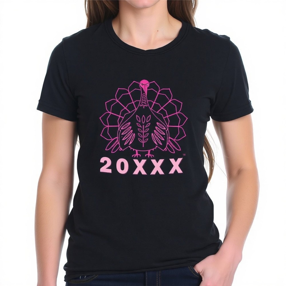 Stylish Black Turkey T-Shirt with Geometric Floral Design - 20XX