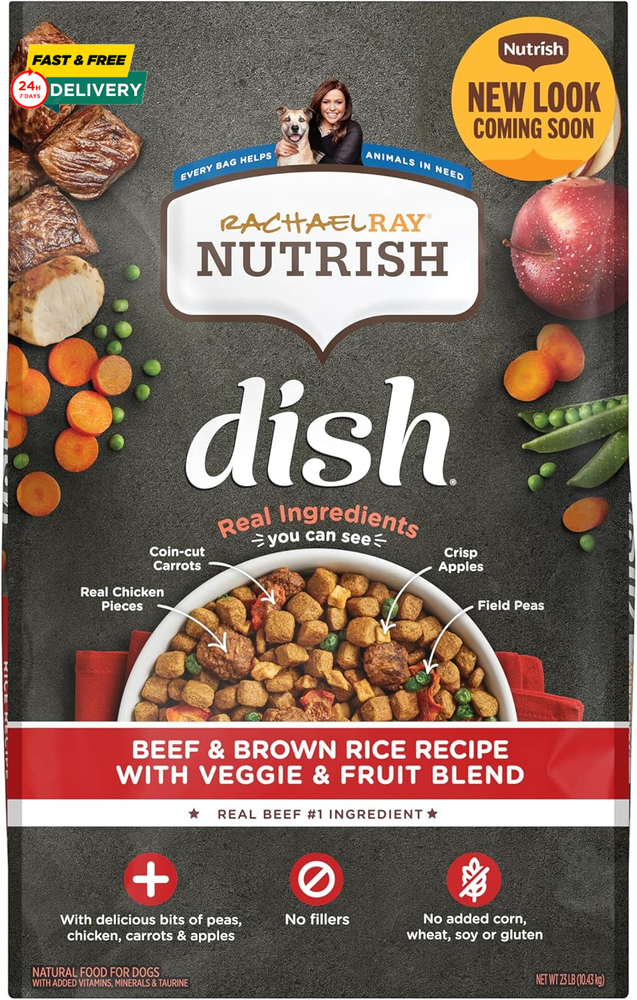 Nutrish Rachael Ray Dish Dry Dog Food Beef & Brown Rice Recipe with Veggie & Fru