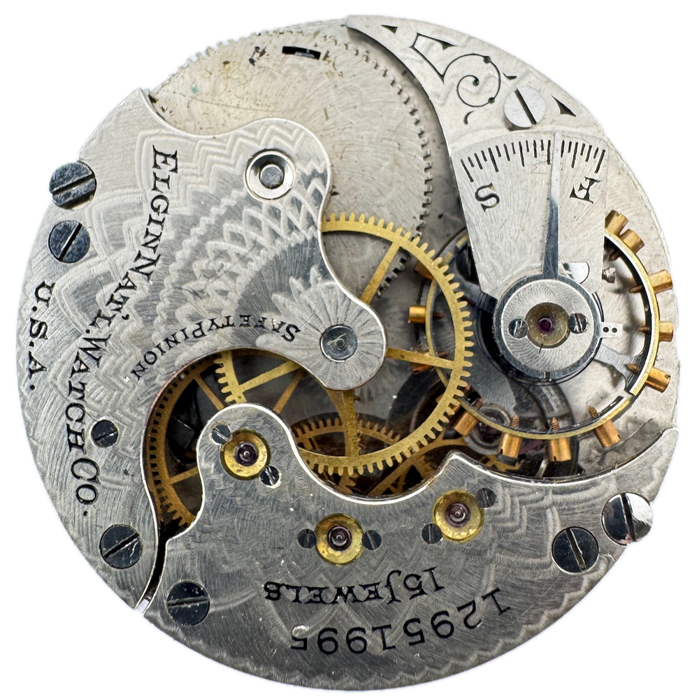 Antique 1907 Elgin 15J Hunter Pocket Watch Movement 6s 295 USA