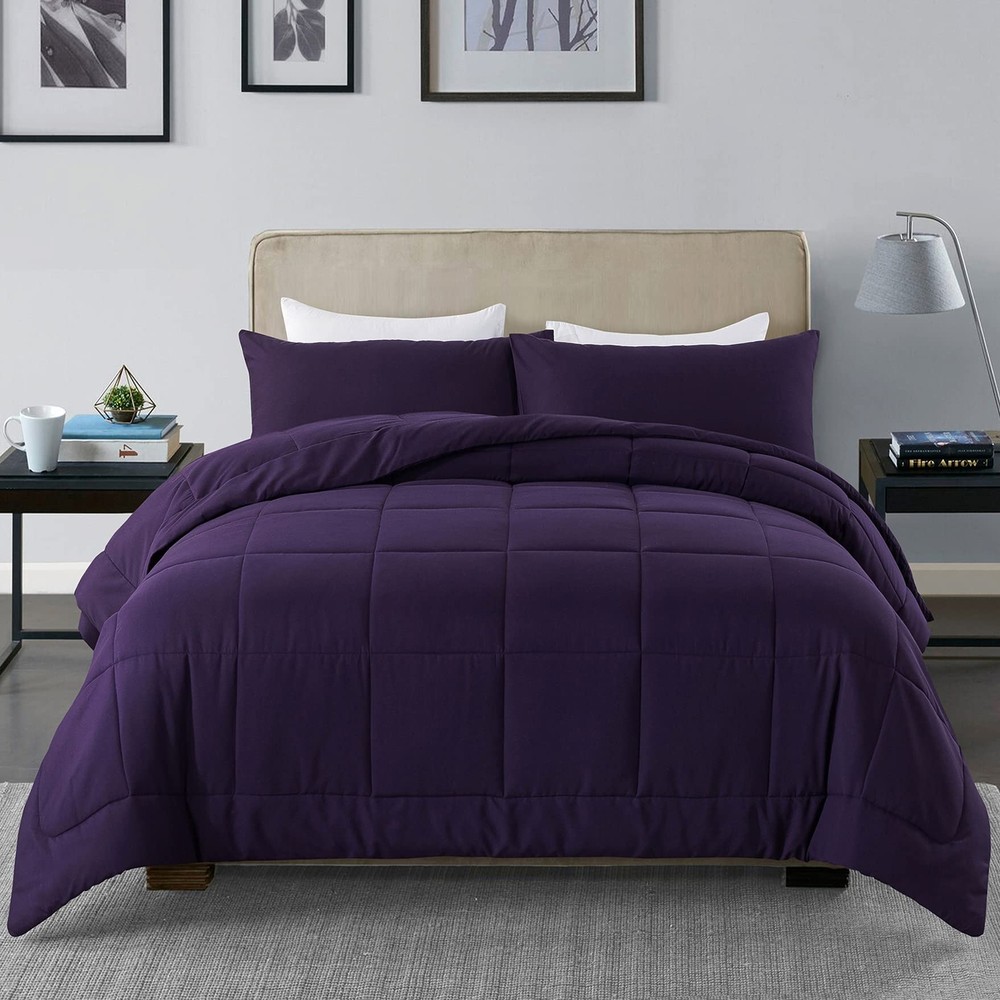 3-Piece Queen Comforter Set - Down Alternative, Purple, 88