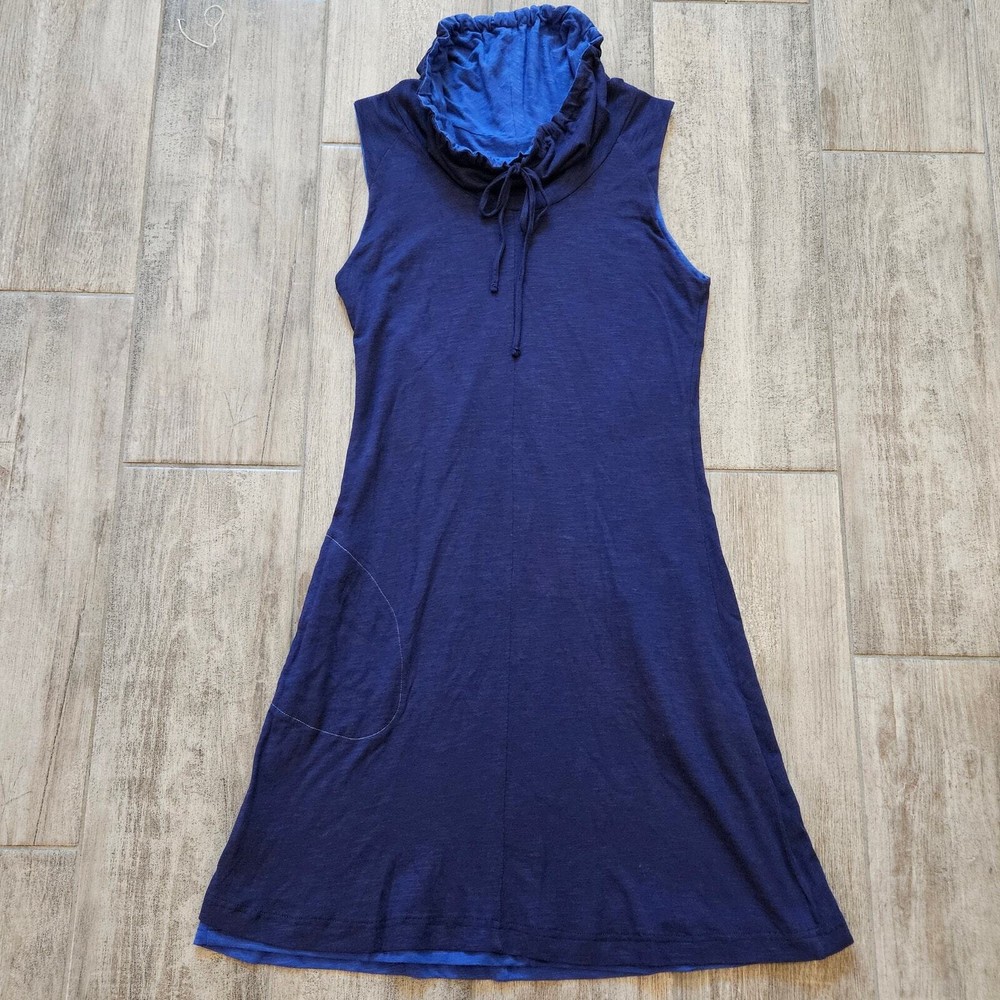 Kuhl Dress Womens Size M Sleeveless Vega Cowl Neck Blue Navy Reversible Modal