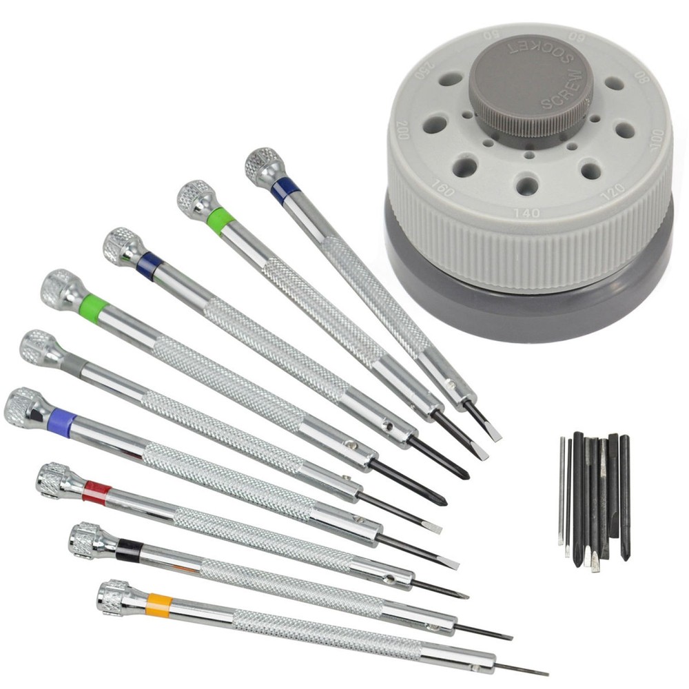9Pcs Watchmaker Precision Screwdriver Set with 0.8-2.0mm Flat Blades