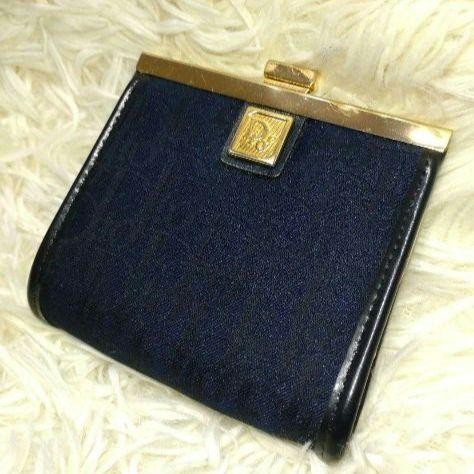 Dior Navy Gold Trotter Preowned Wallet