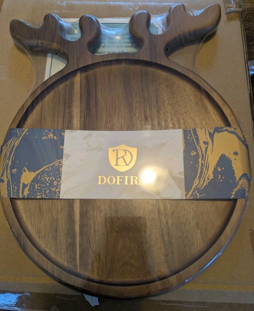 Dofira Forest Stag Serving Platter Antler Platter Charcuterie Board Acacia Wood
