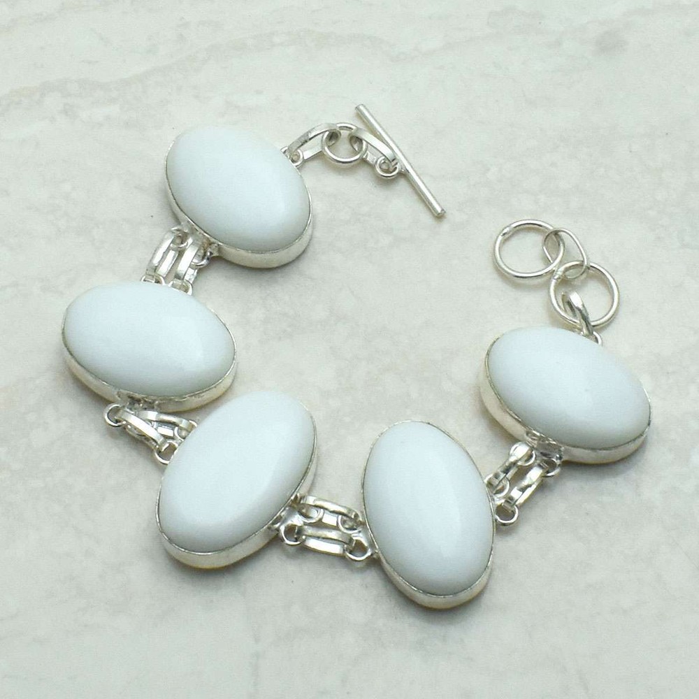 White Opal Gemstone Handmade Bracelet Jewelry 23 Gms Promise Day Gift AB 68103