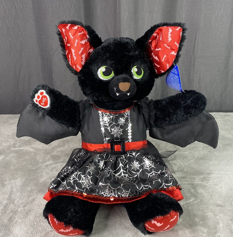 NWT Vintage Build A Bear Boorific Black Vampire Bat with Glow Clothes