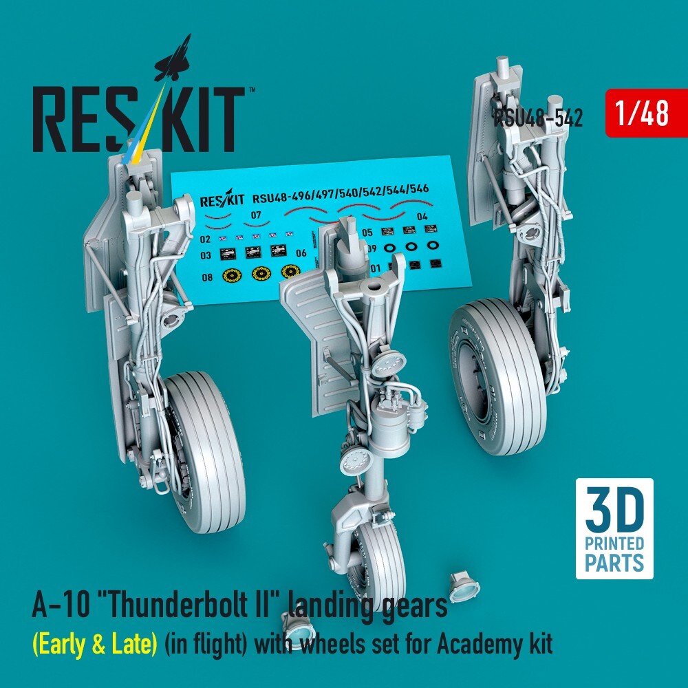 1:48 A-10 Thunderbolt II Landing Gears (in flight) with Wheels for Academy