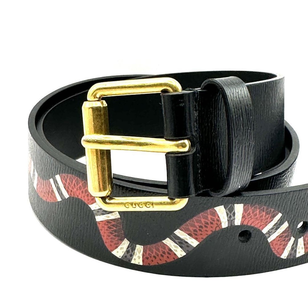 GUCCI Black GG Buckle Leather Belt Men’s Size 90/36 Made in Italy Pre-Owned
