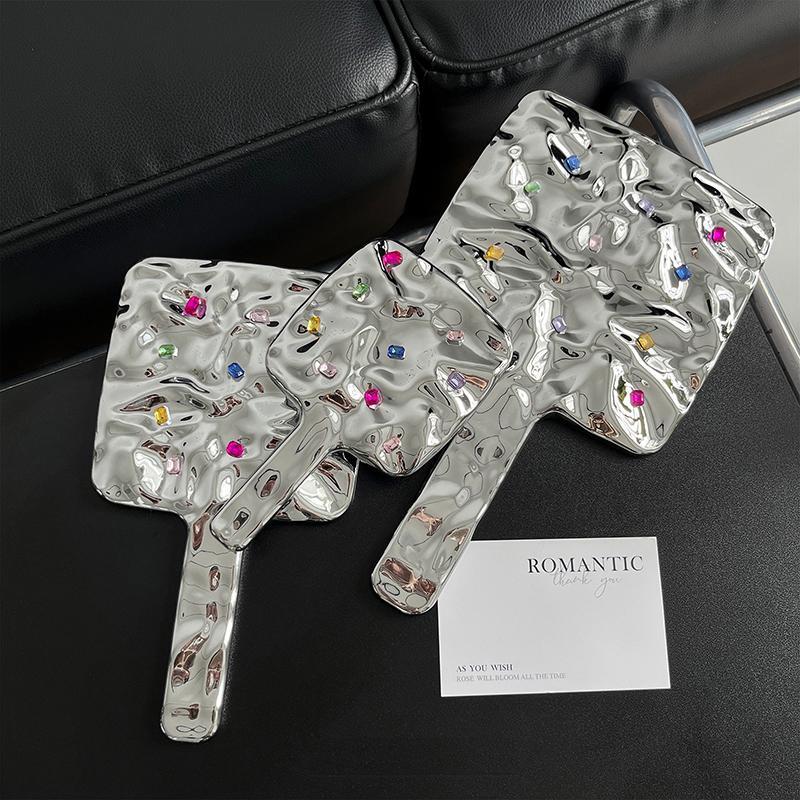 Make-up Mirror Plastic with Handle Square Portable Home Décor Multicolor Modern