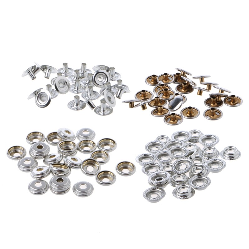 100Pcs Fasteners Screw Press Studs Button Snaps for Canvas Tent Clothing Tools