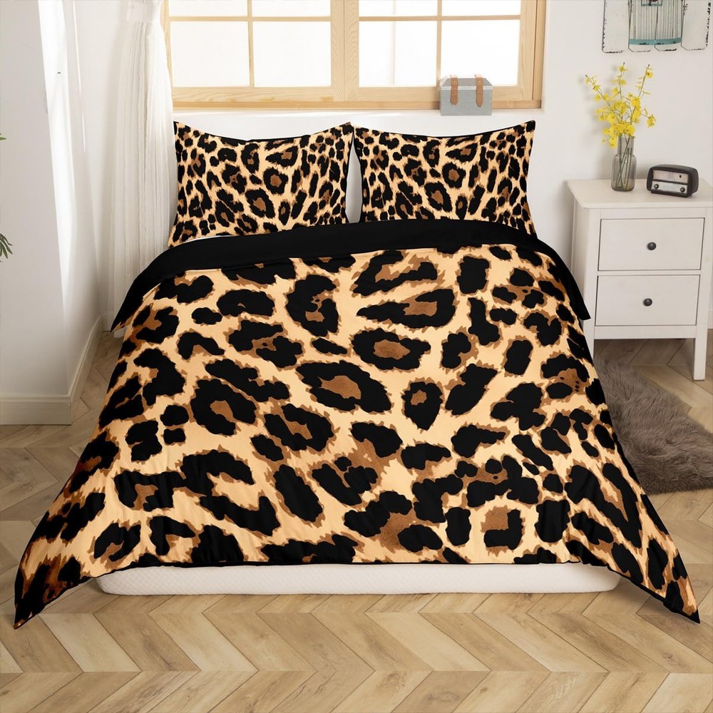 Safari Cheetah Print Duvet Cover Set Twin Size African Wildlife Bedding