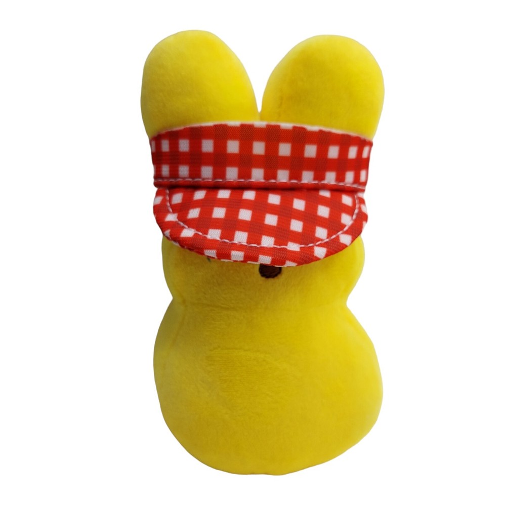 Peeps Yellow with Gingham Red White Visor Plush Stuffed Animal Bunny 6 inch