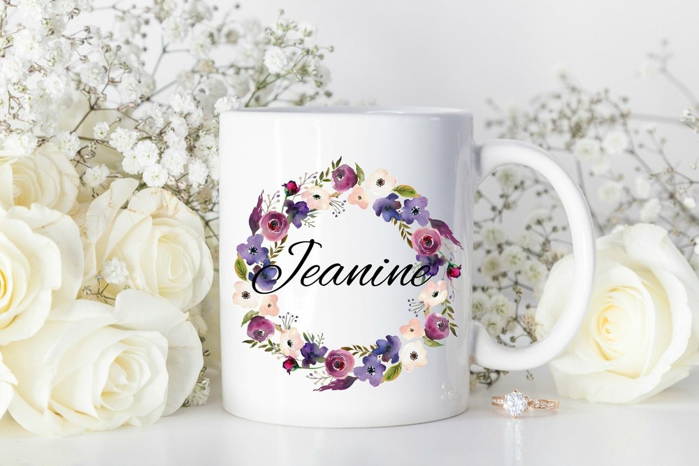 Floral Monogram Mug Personalized Initial Mug Customizable Mug Gift For Mother