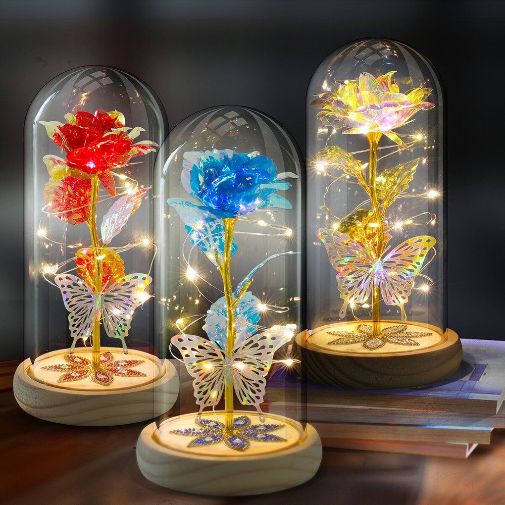 Forever Galaxy Rose In Glass Dome Eternal LED Light Flower Valentine's Day Gift