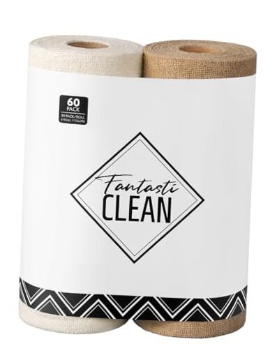 Microfiber Cleaning Cloth Roll - 60 Pack Tear Away Beige and Tan