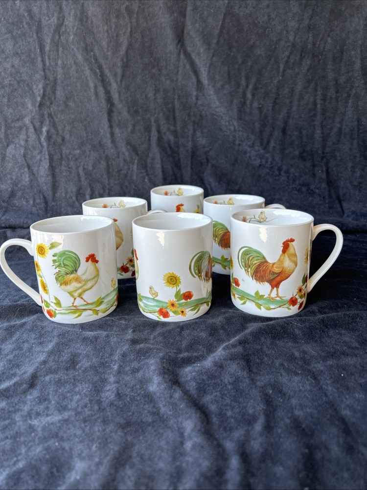 Pfaltzgraff Rooster Meadow 6-Piece Stoneware Coffee Mug Set  