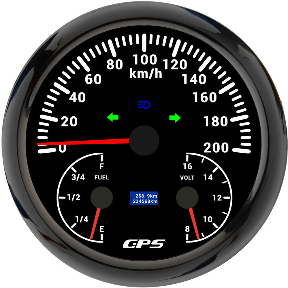 110MM 3-in-1 GPS Speedometer with Fuel Gauge & Voltmeter up to 200km/h 240-33ohms  