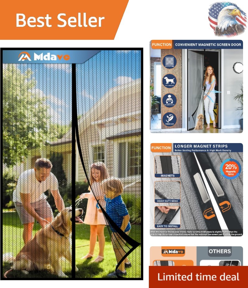 Automatic Magnetic Screen Door 38x82 Inches Lightweight Washable Easy Install