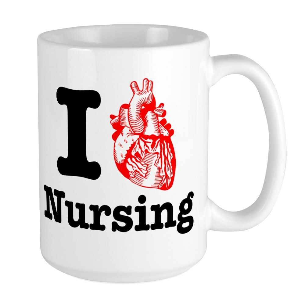 CafePress I Heart Nursing Coffee Mug, Large 15 oz. White Coffee Cup (20204462)