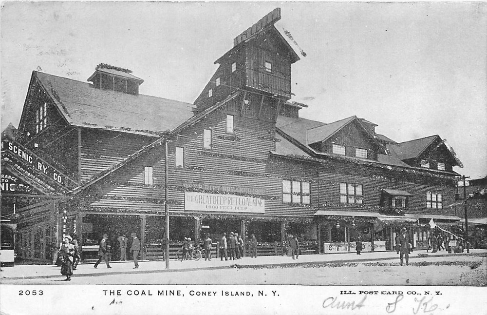 1905 Coney Island New York Coal Mine people amusement undivided Postcard 25-7053