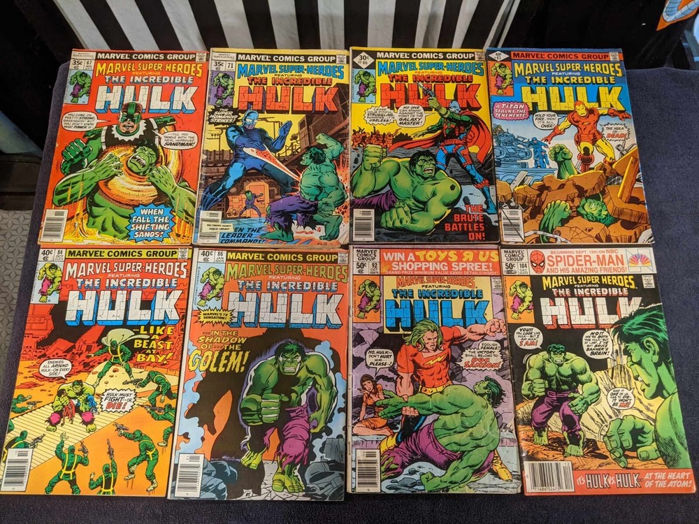 Vintage Marvel Comics - Bronze Marvel Super Heroes Hulk lot of 8 - G/VG