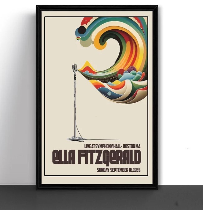 Ella Fitzgerald Concert Tour Poster Art Print Symphony Hall Boston MA 1955