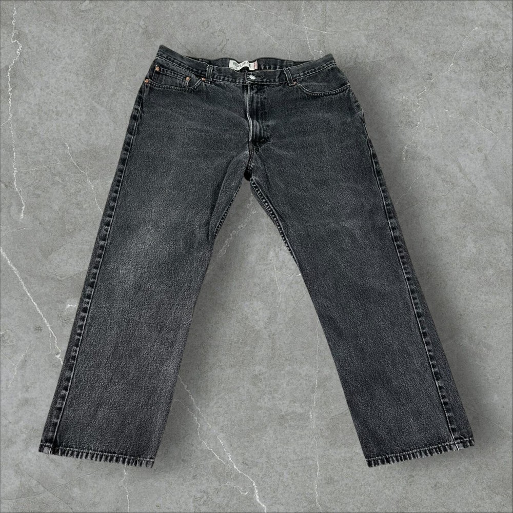 Levi's 505 Black Y2K Regular Fit Wide Leg Denim Jeans Size 40x30