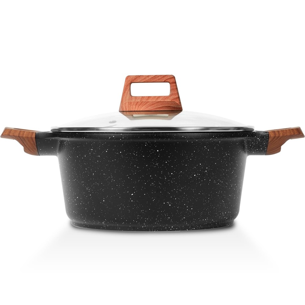 Nonstick Stock Pot with Lid, 3 Quart Granite Casserole Small Soup Pot Pasta C...