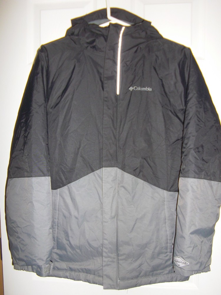 Columbia Omni-Heat Black/Gray Full Zip Hooded winter Jacket Boys Large