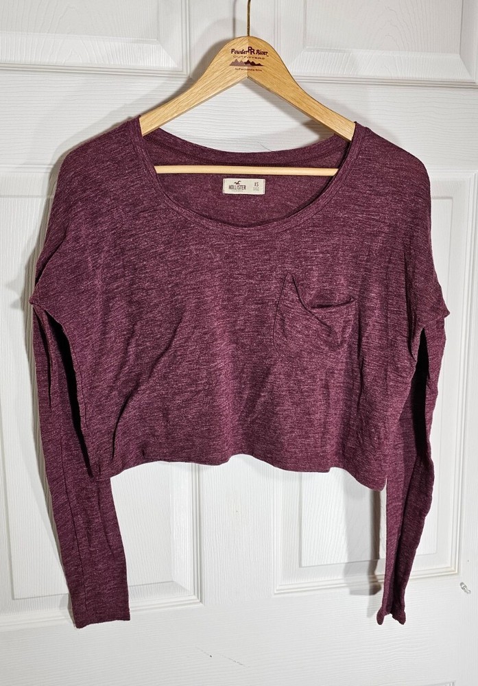 Hollister Crop Top Womens Size XS Long Sleeved Red Y2K