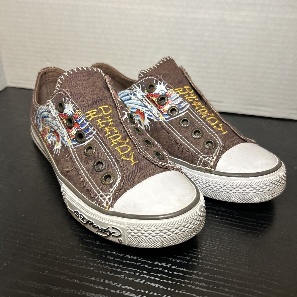 ed hardy Y2K Woman shoes  Size 7 -Brown/Multi-color   Slip In None Lases