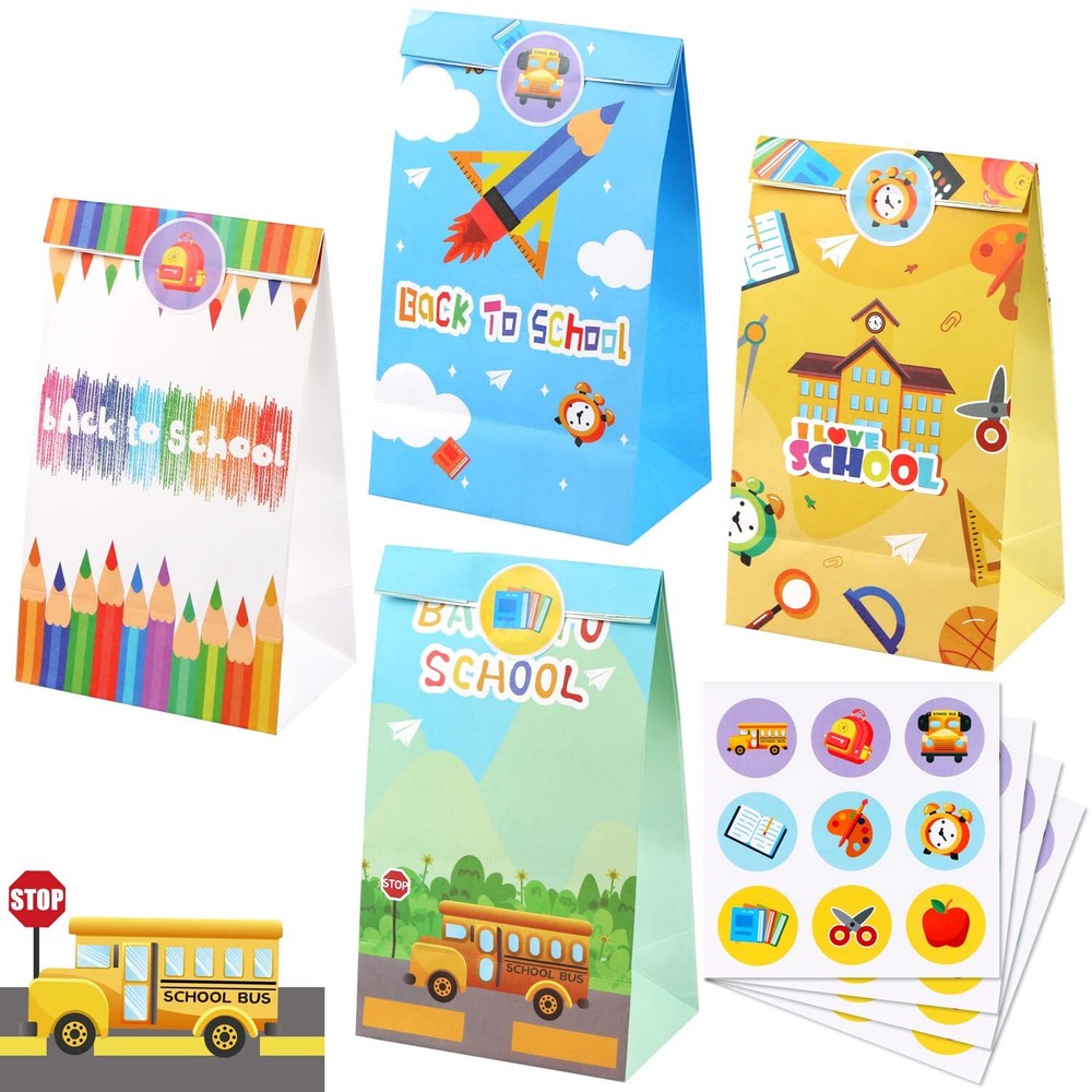 24 Pcs Back to School Gift Bags, First Day of School Classroom Party Decorati...