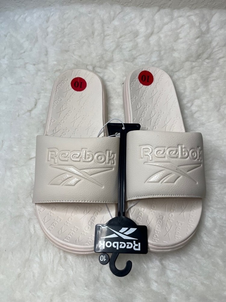 New Reebok women's Fulgere Slides Platform Cream Ivory Slip On Sandals Size 10