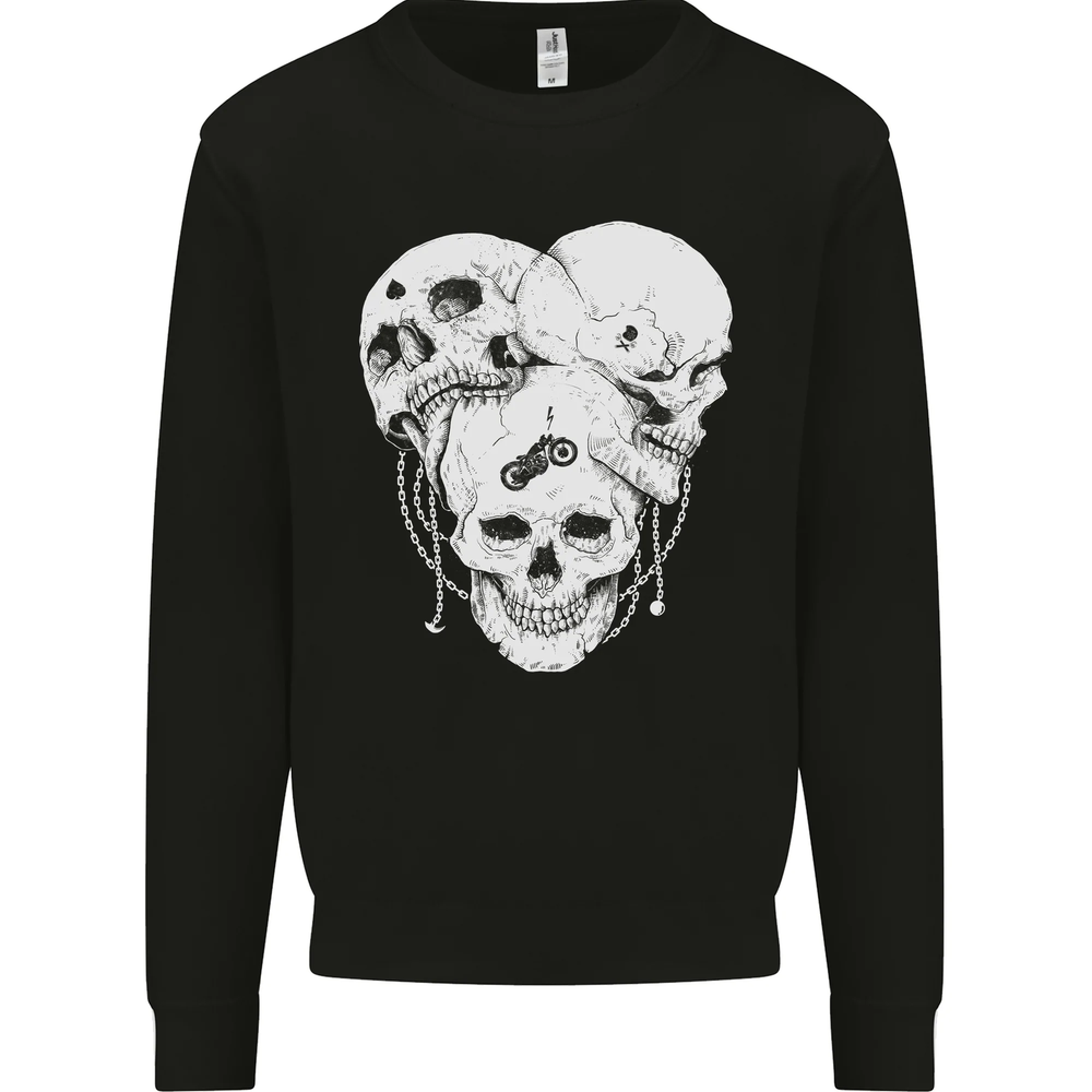 3 Skulls Gothic Heavy Metal Biker Demon Mens Sweatshirt Jumper