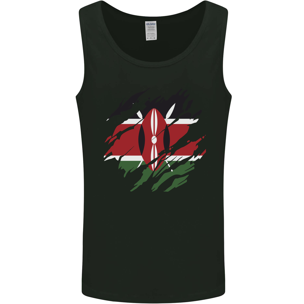 Torn Kenya Flag Kenyan Day Football Mens Vest Tank Top
