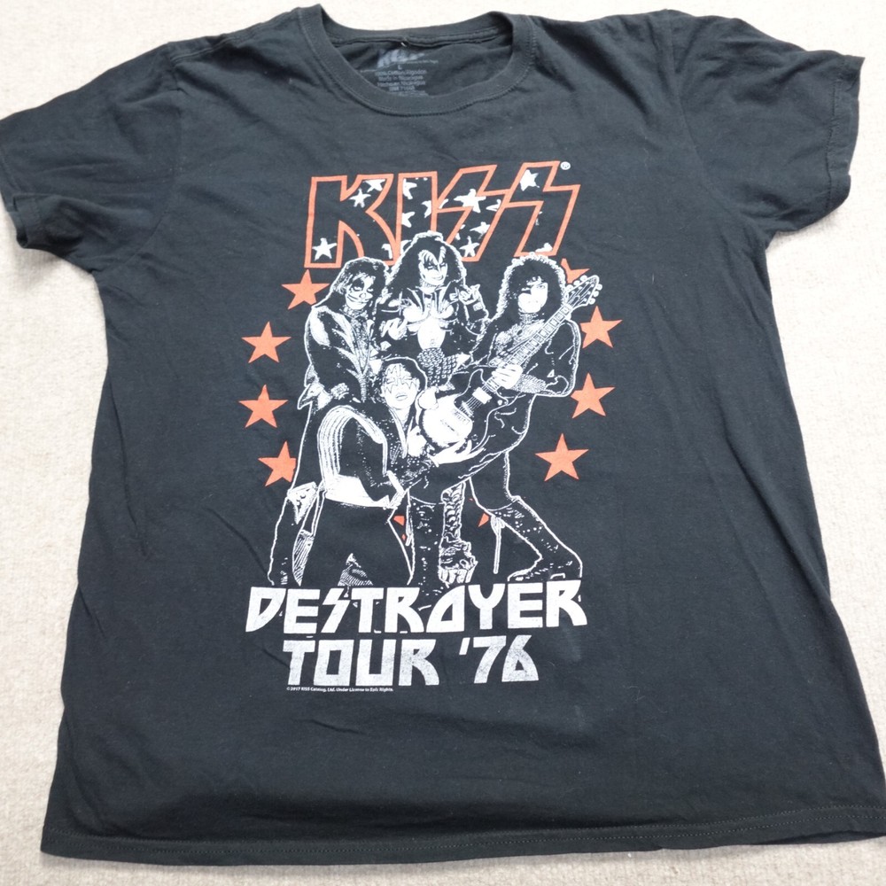 Kiss 1976 Destroyer Tour Black Double Sided Large Shirt