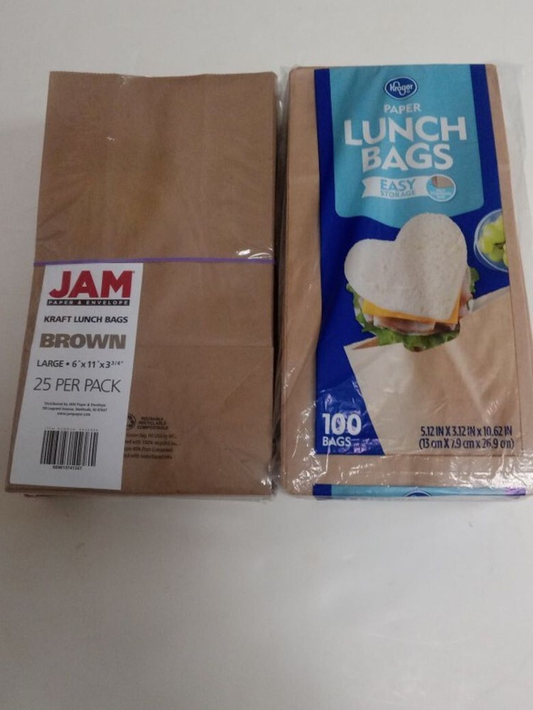 150 Mixed Brown Lunch Bags - JAM Kroger KRAFT Brands Bulk Pack-image