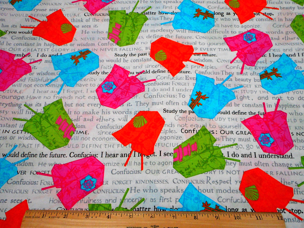 Asian Fabric By Yard SALE Chopsticks Confucius Timeless Treasures Cotton #C