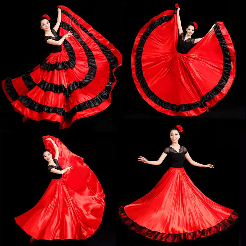360/540/720 Degree Opening Dance Skirt Gypsy Spanish Flamenco Big Swing Long