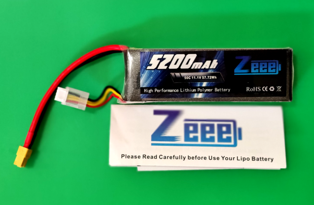 5200 mAh Zeee High Perfrmance Lithium Polymer Battery 50 C 11.1 V, 57.72Wh