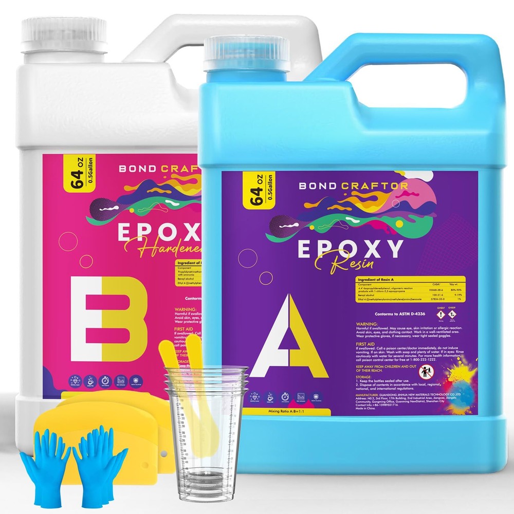 Bond Craftor 1 Gallon Clear Crystal Food Safe Epoxy Resin Kit