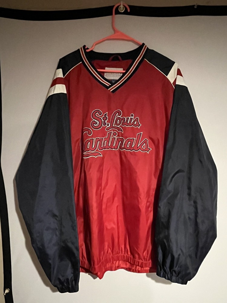 St Louis Cardinal Windbreaker Mens XXL Red Pullover V Neck Baseball MLB Mens 2XL