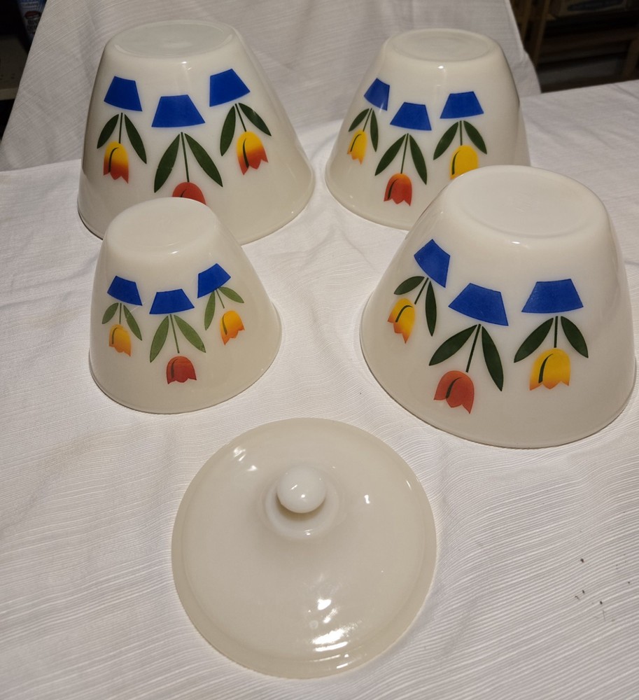 Vintage Fire-King Glass Bowls with Grease Lid - Mid Century Kitchenware