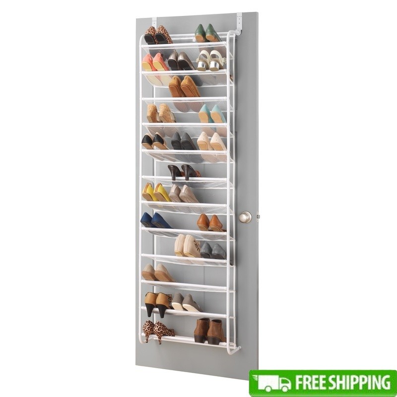 12-Tier Over the Door Shoe Organizer Holds 36 Pairs Space Saving Mesh Storage Rack