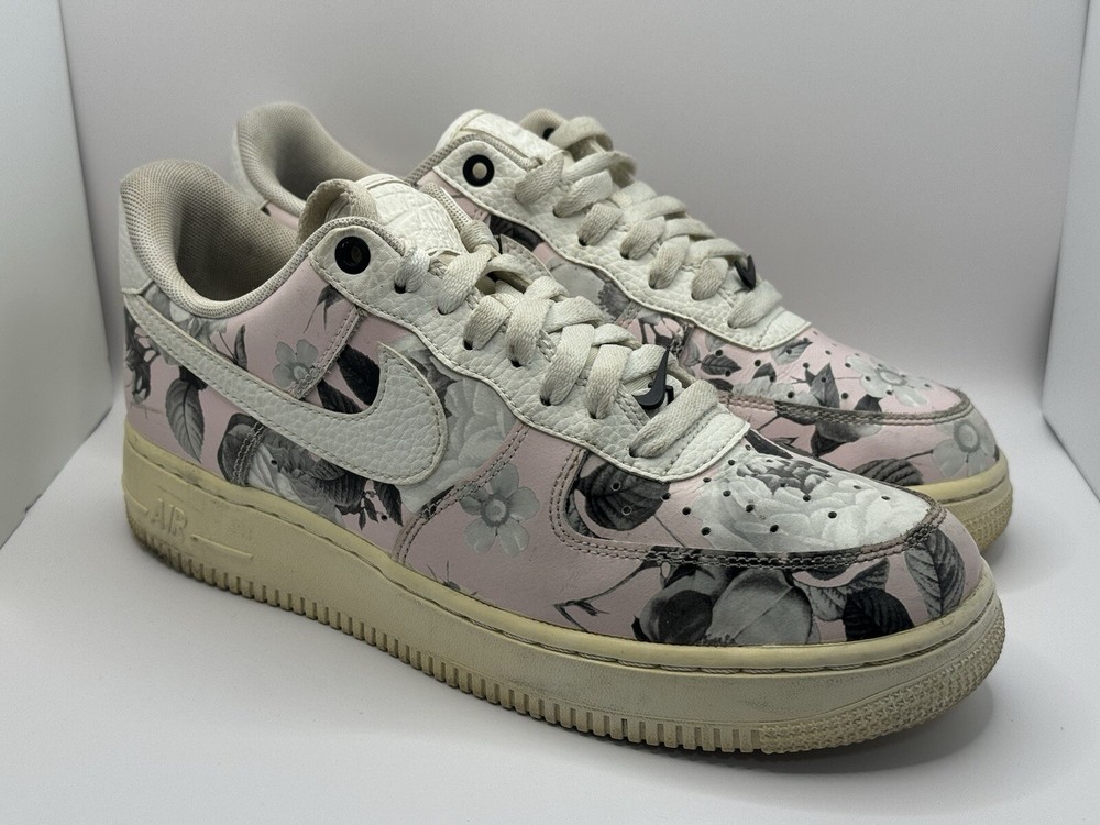 Nike Air Force 1 Low Floral Pink Grey Sneakers Women's Size 8.5 AO1017-102