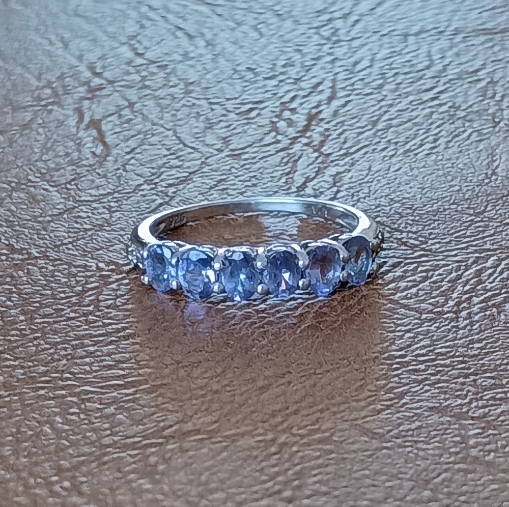 VJL Sterling Silver 925 Tanzanite and Diamond Accent Ring , Size 8