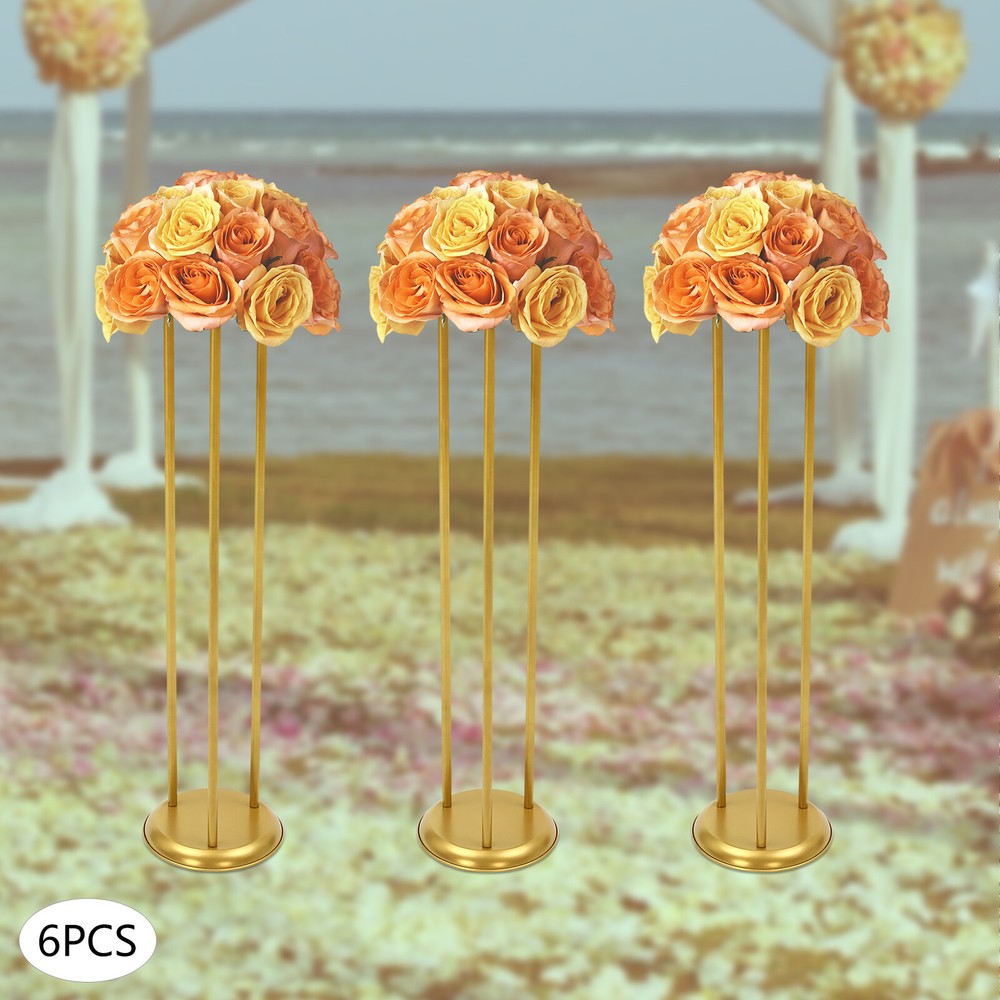 6Pcs Gold Flower Stand for Weddings and Floral Displays