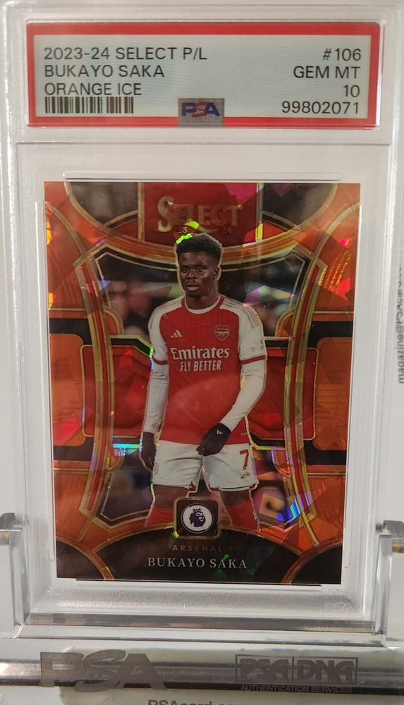 Bukayo Saka, 23-24 Panini Select EPL- Mezzanine Orange Ice Prizm #106 /145
