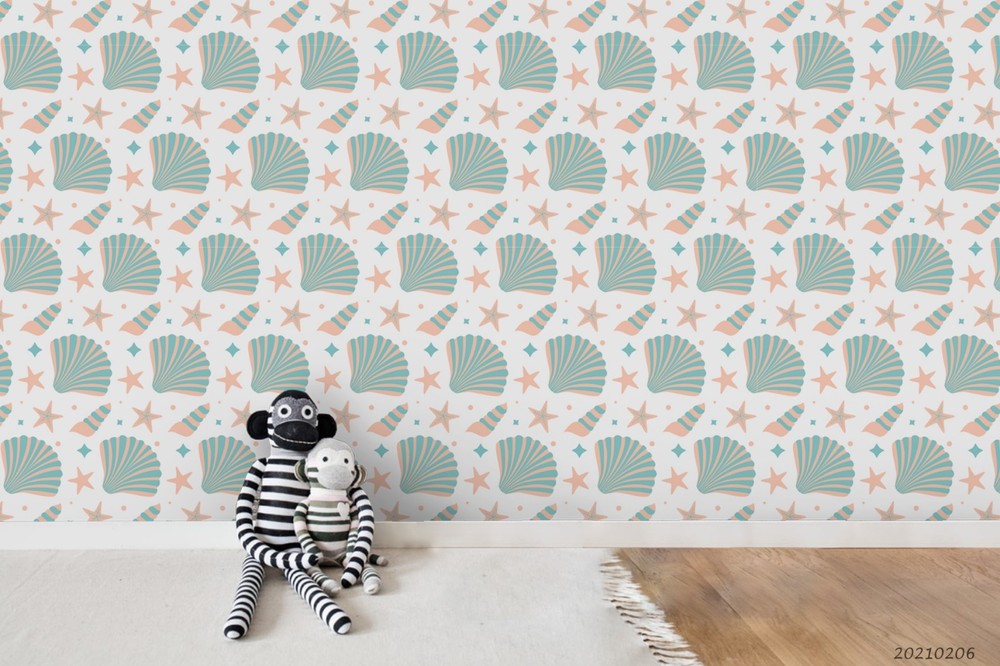 3D Starfish Seashells Pattern Wall Murals Wallpaper Murals Wall Sticker 9
